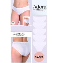 5'li Ekonomik Paket Kadın Fitilli Slip Külot 5 Renk Seçeneği (Beyaz)