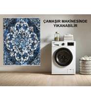 Makine Kaymaz Yıkanabilir Beyaz Bohem Salon Halısı Mutfak Halısı Koridor Halısı Yolluk 0198