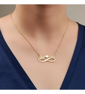 Kişiye Özel Sonsuzluk Model Çift İsim Kolye 925K Gümüş (Gold)