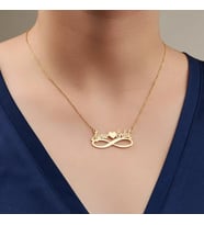Kişiye Özel Sonsuzluk Model Çift İsim Kolye 925K Gümüş (Gold)