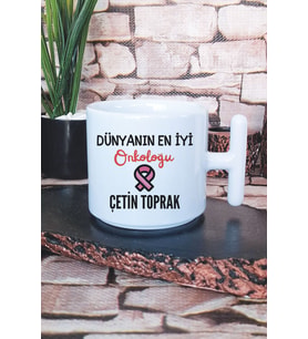 Dünyanın En İyi Onkoloğu Baskılı Kişiye Özel Onkolog Hediyelik T Kulplu Latte Fincanı Kupa Bardak