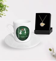 BK Gift Kişiye Özel Öğretmenler Günü Türk Kahvesi Fincanı ve İsimli Papatya Kolye Hediye Seti- 18, Öğretmene Hediye, Öğretmenler Günü