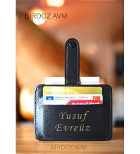 Kişiye Özel İsimli Siyah Kartlık Düğmeli