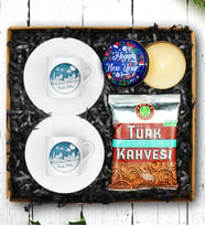 Yılbaşına Özel Tasarım Mutlu Yıllar Fincanı & Yılbaşı Mumu & Türk Kahvesi