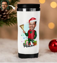 BK Gift Kişiye Özel Erkek Yılbaşı Karikatürlü Çelik Termos Bardak - 16, Yılbaşı Hediyesi, Yeni Yıl Hediyesi