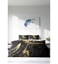 Çift Kişilik ( Lastikli Çarşaflı ) %100 Pamuk Saten Nevresim Takımı Black Design