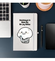 Unutmayın Ki Bana Hiçbir Şey Olmaz Yazılı Sevimli Karakter Tasarım Defter (Beyaz)