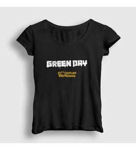 Presmono Kadın Siyah Breakdown Green Day T-Shirt 55539tt
