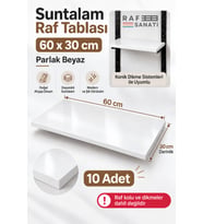 10 Adet - Suntalam Raf Tablası 60x30 cm Beyaz Ahşap Raf Konik Dikme Sistemleri ile Uyumlu