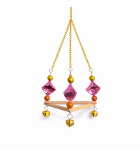 Renkli Boncuklu Ve Üçgen Zilli Papağan Salıncağı 15-24 cm