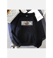 Luffy Gear 5 Face Smiley Kapşonlu Sweatshirt (Siyah)
