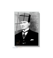 Dikey Çerçeveli Cam Ataturk Karakalem Modern Ev Dekoru Duvar Sanatı Ev Ofis Tablosu (Gümüş)
