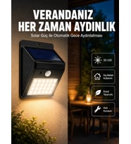 Bahçe Ve Dış Mekanlar İçin Güneş Enerjili 20 Led Hareket Sensörlü Lamba Yeni Nesil