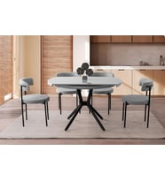 TALİN MASA, ROLLS METAL SANDALYE, SİS GRİ, 120X70