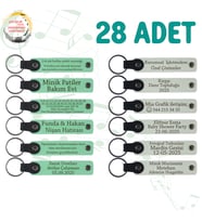 Yeşil & Beyaz, Kına Gecesi Davetlilerine Özel Anı, 28’li Set, Mesajlı Deri Hatıra Anahtarlık