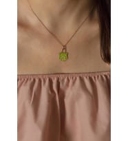 Fosfor Yeşili Mineli Kilit Gümüş Kolye-Rose