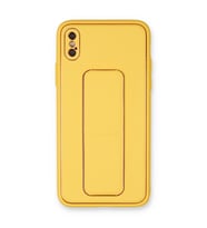 Apple İphone Xs Max Kılıf Coco Deri Standlı Kapak - Sarı