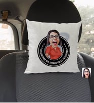 BK Gift Kişiye Özel İsimli Kadın Nihayetinde Karikatürlü Kare Araç Koltuk Yastığı-3