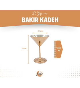Bakır Kadeh Martini Model Düz Parlak Bakır Renk 2'li