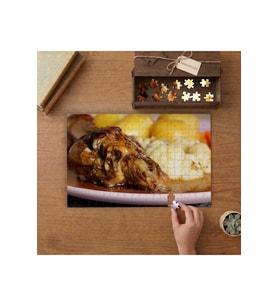 Yakın Çekim Et Yemeği Tasarımı 240 parça Ahşap Puzzle Ahşap Kutuda MP03577