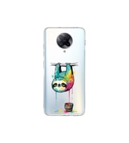 Poco F2 Pro ile Uyumlu Splash Tembel Hayvan Tasarımlı Şeffaf Silikon Kılıf