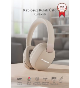Bluetooth Kulaklık Kulak Üstü Kablosuz Kulaklık HD50 Bej