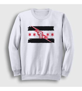 Presmono Unisex Beyaz CM Punk Logo WWE Sweatshirt 434791tt