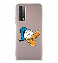 Huawei P Smart 2021 Soft Premier Kapak Donald Duck-E Tasarımlı Silikon Kılıf - Pudra (Şeffaf)
