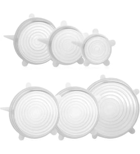 Silikon Streç Kapak Seti, Gıda Saklama Kabı Kapağı, Plastik, Çok Renkli, 6'lı Set, Elde Yıkanabilir