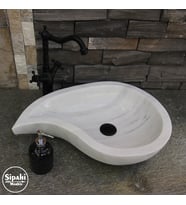 Sipahi Marble Beyaz Mermer Damla Model Lavabo