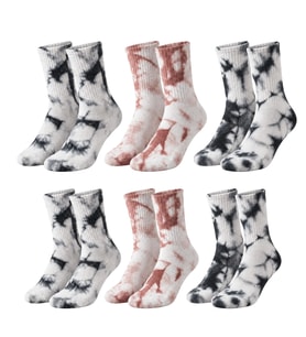 Unisex Batik Desenli Çorap 6'lı Set Pamuklu Uzun Soket Günlük Spor Nefes Alan Dikişsiz — Çok Renkli, 36-40