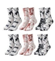 Unisex Batik Desenli Çorap 6'lı Set Pamuklu Uzun Soket Günlük Spor Nefes Alan Dikişsiz — Çok Renkli, 36-40