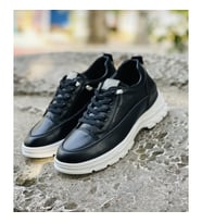 Guja Kanvas Hakiki Deri Sneaker (Siyah)