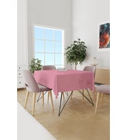 Pembe Pastel Çizgi Desenli Süet Dertsiz Masa Örtüsü