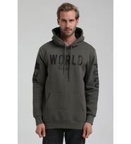New World Polo Kapüşonlu Haki Slim Fit Hoodie 22FWM64035