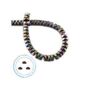 Hematit Doğal Taş Parlak Gökkuşağı Piramit Kesim Çift Delik 8x4mm Dizi [AA]