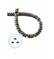 Hematit Doğal Taş Parlak Gökkuşağı Piramit Kesim Çift Delik 8x4mm Dizi [AA]