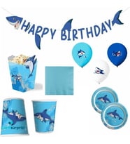Köpek Balığı Teması 8 Kişilik Happy Birthday Parti Seti