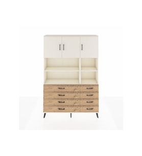 Arges Dolap 8 Raflı 8 Çekmeceli 3 Kapaklı 132x30x195 Aytaşı-Aytaşı/Çam