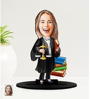 Kişiye Özel Avukatlar  Günü Hediyesi   Kadın Avukat Karikatürlü  Mdf Biblo (Çok Renkli)