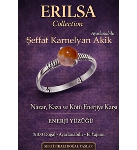 Sertifikalı Nazar Koruma Enerji Yüzüğü – Şeffaf Karnelyan Ayarlamalı İnce Kasa Akrep Koç Oğlak Burcu (Çok Renkli)