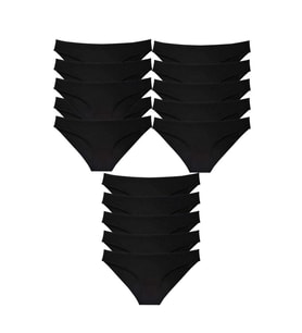 15 adet Süper Eko Set Likralı Kadın Slip Külot Siyah