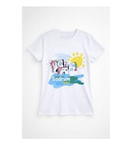 Kadın Bisiklet Yaka %100 Pamuk Renkli Bodrum Baskılı T-Shirt