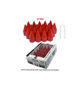 Bijon Kapağı Sivri 19 Mm Kırmızı 20 Li Set