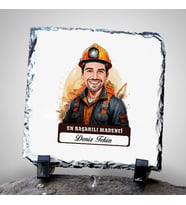 Kişiye Özel Hediye Karikatürlü En Başarılı Erkek Madenci Dekoratif Taş