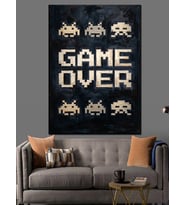 Game Over Klasik Arcade Yazısı Dekoratif Kanvas - Mdf Ahşap Tablo