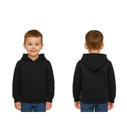 Unisex Düz Baskısız Çocuk Sweatshirt Kapüşonlu 3 İplik Şardonlu Kumaş (Siyah)