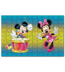 Cakapuzzle Mickey Mouse Ve Davullu Minnie Mouse Puzzle Yapboz MDF (Ahşap) (120 Parça)