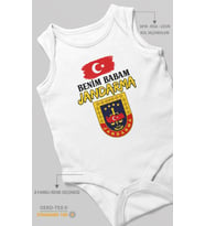Benim Babam Jandarma Sıfır Kol Bebek Zıbını %100 Pamuk