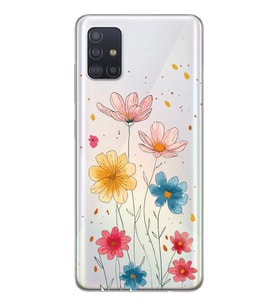 Samsung Galaxy A51 Uyumlu Çiçek Tasarımlı Şeffaf Telefon Kılıfı